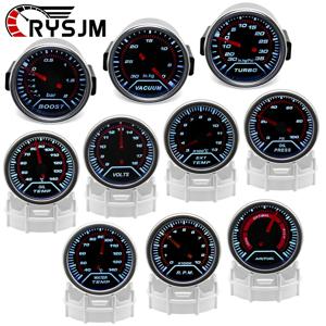 52mm 레이싱 게이지 12V LED 스모크 렌즈 -1~0~2 BAR 터보 부스트 수온계 오일 압력계 전압계 공기 연료 비율계 (12V용)