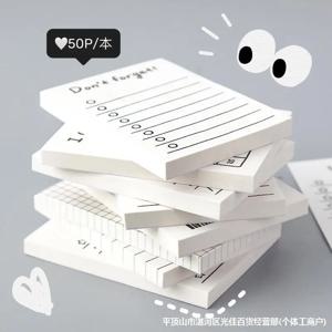 50 매 라인 미니 노트 북 편리한 메모 패드 목록 시간 스티커 메모 일정 플래너 사무실 학교 용품 문구
