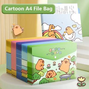 Capybara 스냅패스너 A4 파일 폴더, 방수 대용량 파일 가방, PP 시험지 보관 봉투 폴더, 학생용, 세트당 5 개