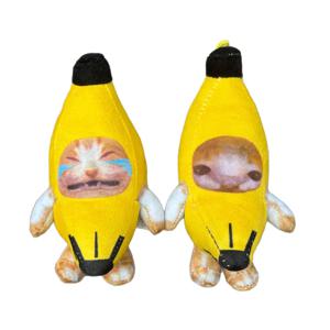17cm 바나나 고양이 인형 펜던트 키체인 울고 웃는 바나나 고양이, 1개/팩
