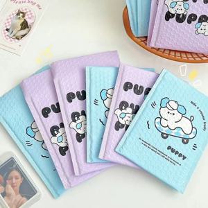 10Pcs 한국어 귀여운 강아지 만화 버블 메일러 Kpop 3 인치 포토 카드 포장 가방 자체 접착식 특급 배송 봉투 가방