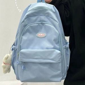 간단한 대용량 배낭 고등학교 도서 가방 방수 나일론 여행 배낭 십대 소년 소녀를위한 학생 Schoolbags