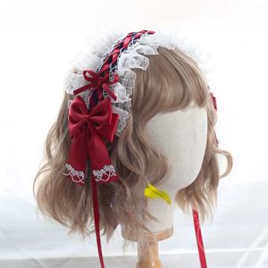 달콤한 머리 후프 소녀 귀여운 프릴 코스프레 머리띠 헤어 밴드 헤어 액세서리 레이스 보우 리본 머리 장식 로리타 DIY 모자를 쓰고 있죠