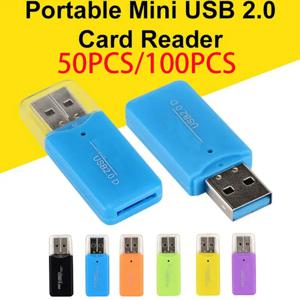 휴대용 미니 USB 2.0 TF 플래시 카드 리더, 노트북 PC 컴퓨터 노트북용 휴대폰 메모리 카드 어댑터, 50-100PCs