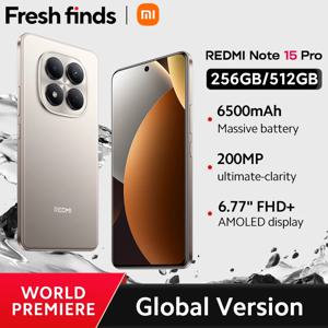 【월드 프리미어】글로벌 버전 샤오미 레드미 노트 15 프로 MTK Helio G200-울트라 200MP 초고화질 카메라 6.77인치 AMOLED 디스플레이