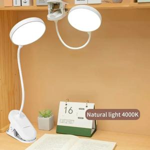 LED 테이블 램프 USB 충전식 야간 조명, 접이식 클램프, 스터디 스탠드, 읽기 램프, 터치 3 모드, 디밍 눈 보호 조명