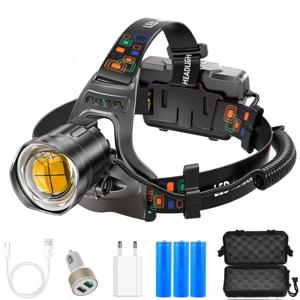 강력한 XHP100 Led 헤드램프 줌이 가능한 USB 충전식 고출력 헤드라이트 방수 출력 18650 슈퍼 브라이트 헤드 토치