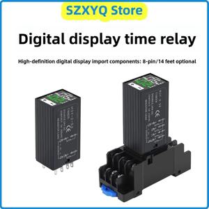 2PCS 디지털 전원 켜기 지연 릴레이 H3Y-2(8핀)H3Y-4(14핀) 타이머 릴레이 소형 사이클 지연 시트 포함 Ac220v Dc12v Dc24v