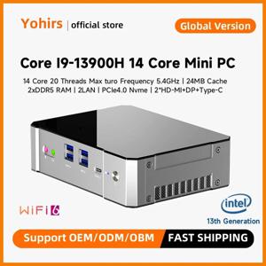 Yohirs 미니 PC 게이밍 컴퓨터, 13 세대 i9 13900H i7 13700H, 썬더볼트 4 DDR5 M.2 NVME 2x2.5G LAN 데스크탑 4x4K HD2.0 DP WiFi6