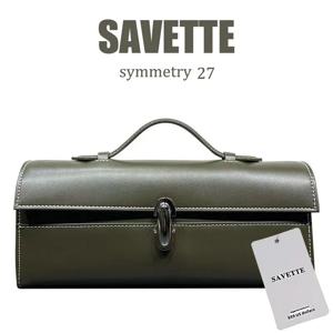 2026 SAVETTE 정품 가죽 토트 여성용 심플 핸드백 스몰 스퀘어 백 고품질 Savette Symmetry 27 가방