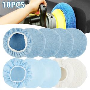 10Pcs 9-10Inch 자동차 연마 패드 자동 소프트 마이크로 화이버 보닛 폴리 셔 소프트 울 왁스 워시 버퍼 커버 청소 도구 액세서리