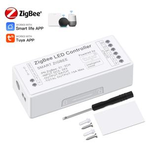 CCT Dimmer Zigbee 3.0 Tuya APP DC5v-24V 단색 RGBW RGB LED 스트립 라이트 음성 컨트롤러 용 Alexa Google 홈과 함께 작동