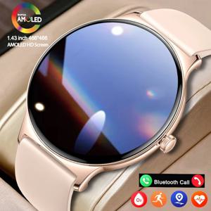 초박형 패션 여성 스마트 시계 1.43 인치 AMOLED HD 스크린 스포츠 팔찌 시계 항상 시간 표시 Bluetooth 통화 Smartwatch