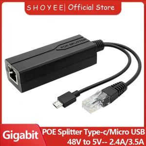 POE 분배기 48V ~ 5V 마이크로 USB tpye-C 100Mbps 및 1000Mbps Huawei Hikvision 용 기가비트 POE 카메라 인젝터 전원 공급 장치