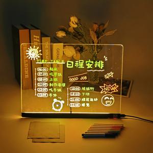 LED 메시지 보드 스탠드 포함 - 마커 7개 및 마이크로파이버 천 포함, 가정/사무실용 아크릴 조명 메시지 메모 노트 보드