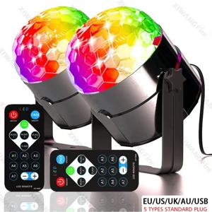 LED 무대 디스코 조명 회전 DJ 볼 스트로브 리모컨 사운드 컨트롤 매직 댄스 자동차 RGB 크리스마스 선물 파티 클럽 레이저 쇼 램프