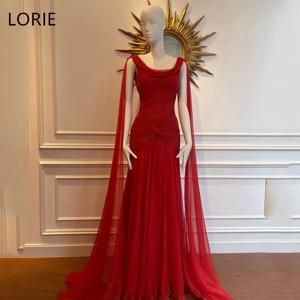 LORIE 플리츠 쉬폰 a 라인 댄스 파티 드레스 민소매 스파게티 스트랩 이브닝 드레스 바닥 길이 이브닝 파티 가운 맞춤형