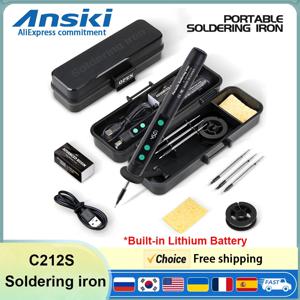 ANSIKI C212S 무선 납땜 인두 휴대용 180-450 ° C 조절식 온도 내장 배터리 및 3팁 납땜 도구 키트