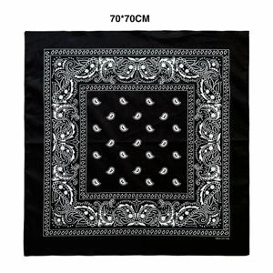 고품질 70CM 대형 힙합 캐슈 코튼 스퀘어 두건 스카프 머리띠 블랙 페이즐리 남자/소년/소녀를위한 선물