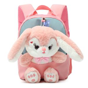 소년을위한 봉제 3D 토끼 배낭 소녀 어린이 SchoolBag 귀여운 나비 넥타이 만화 학교 가방 유치원 유치원 아기 가방