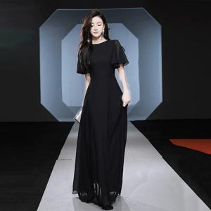 우아한 플러스 사이즈 블랙 이브닝 드레스 여성용 드레스, 연회용 배 가리개 슬리밍 효과가 있는 하이웨이스트 웨딩 드레스