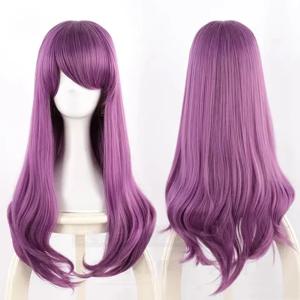 Rize Kamishiro 코스프레 가발 Tokyo Ghoul 코스프레 긴 물결 모양의 보라색 혼합 내열성 합성 머리 애니메이션 가발