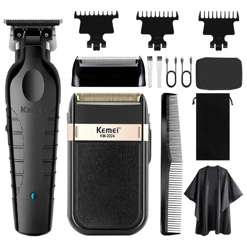 Kemei KM-2299 KM-2024 전문 이발사 무선 전기 머리 가위 USB 충전식 헤어 트리머 헤어 커팅 머신