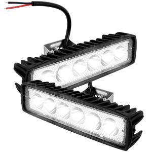 1/2개 12V 자동차 LED 라이트 바 18W 6000K 초고휘도 자동차 LED 작업등 IP67 방수 투광 스팟 라이트 화이트 오프로드 헤드라이트