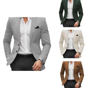 패셔너블한 플레어 포켓 남성 블레이저 재킷 폴리에스터 원단 슬림핏 허리라인 강조 인기 봄가을 스타일