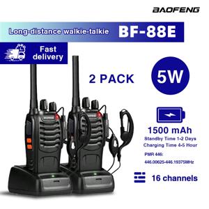 2/4/6개 바오펑 BF-88E 휴대용 무선 핸드헬드 장거리 워키토키 446MHz 16채널 UHF 햄 양방향 라디오 사냥용