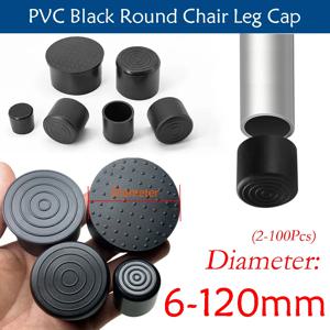 2-100Pcs 라운드 소프트 PVC 파이프 슬리브 튜브 캡 블랙 테이블 의자 발 패드 미끄럼 방지 바닥 보호 패드 6mm-120mm ﻿