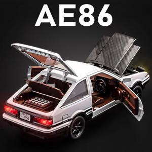 1:30 스케일 이니셜 D AE86 장난감 자동차 모델 합금 바디 고무 타이어 충격 흡수 풀백 시뮬레이션 차량 소년 생일 선물