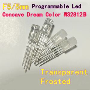 100개 F5mm 오목형 RGB 요정 LED 드림 컬러 WS2812B 스루홀 LED 다이오드 IC 프로그래밍 가능 불투명/투명 5V