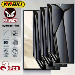 NNBILI 3개입 안티 스파이 하이드로겔 필름 삼성 S23 S21 S22 S24 S25 S20 울트라 S10 플러스 S20 FE S25 엣지 프라이버시 스크린 보호필름