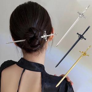 DIY 크리 에이 티브 소드 헤어 스틱 헤어핀 머리 장식 중국 스타일 소드 헤어 포크 번즈 펑크 헤어핀 여성 유행 헤어 액세서리
