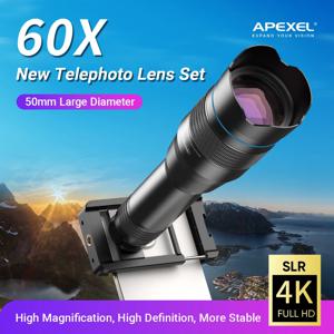 APEXEL 업그레이드된 60배율 휴대폰 망원 줌 렌즈 단안 망원경 천체 관측 렌즈 (아이폰, 삼성, 모든 스마트폰 호환)
