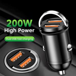 200W USB 차량용 고속 충전기 PD USB 퀵차저 3.0 USB 타입 C 고속 충전 휴대폰 어댑터 (아이폰, 샤오미 17, 15, 삼성, 비보용)