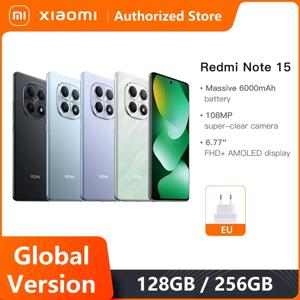 샤오미 모바일폰 레드미 노트 15 글로벌 버전 MTK Helio G100-Ultra 6.77인치 AMOLED 디스플레이 108MP 카메라 6000mAh 스마트폰
