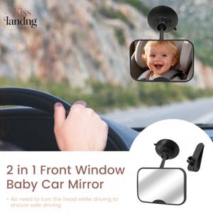 2-in-1 블랙 조절식 차량용 시트 거울 |   360 °   회전 가능한 깨지지 않는 흡착판(후방 시야 어린이 모니터링용)