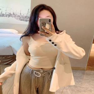 퓨어 디자이어 섹시 캐미솔 탱크탑 여자용 슬림 여름 아우터웨어 이너웨어 가슴 패드 스트랩 베스트 여성용