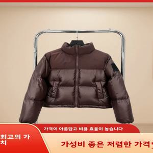 고급스러운 숏 패딩 재킷 스탠드 칼라 보온성 좋은 브레드 스타일 화이트 덕다운 충전재 친환경 소재 여성용 겨울 코트