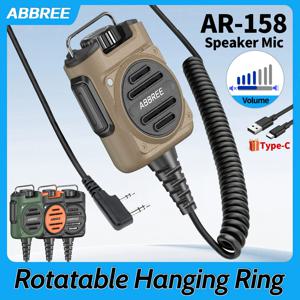 ABBREE AR-158 충전식 마이크 스피커 마이크 조절 가능한 볼륨 Baofeng UV-5R 미니 UV-21 PRO UV-32 햄 라디오와 호환 가능