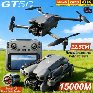 업그레이드 GT50 드론 항공 8K HD 듀얼 카메라 5G WIFI GPS 브러시리스 모터 광학 흐름 장애물 회피 접이식 RC 드론 장난감