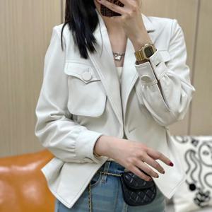Ropa De Mujer 여성용 화이트 재킷, 여성용 블레이저 코트, 여성용 패션 루즈 스타일, 빅 포켓 슬림 웨이스트 핑크 카키 짧은 조끼