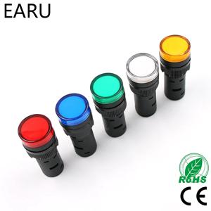 1pcs 16mm 패널 마운트 신호 전원 Led 표시 등 파란색 녹색 빨간색 흰색 노란색 파일럿 램프 AC DC 12V 24V 220V AD16-16C