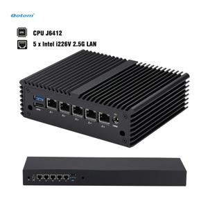 팬리스 미니 PC J6412 쿼드 코어, 5개의 Intel i226V LAN 포트, 콘솔, DDR4 RAM, 미니 케이스/1U 랙 - pfSense OPNsense 소프트 라우터