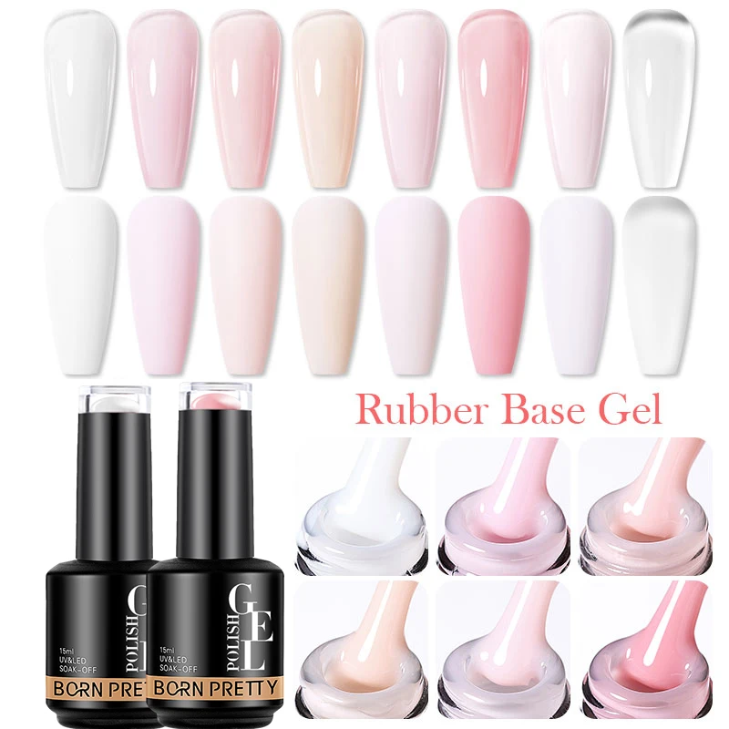 BORN PRETTY 밀키 핑크 고무 베이스 젤 매니큐어 글리터 15ml 반영구적 바니시 셀프 레벨링 UV LED 젤