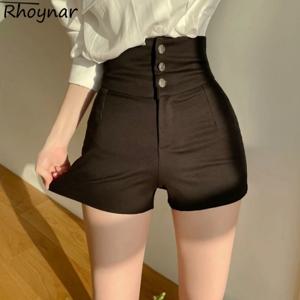 여성용 슬림 블랙 여름 핫스위트 클럽 스타일 반바지, 솔리드 섹시 숙녀 하이웨이스트 스트리트웨어, 올매치 레저 소프트 팬츠