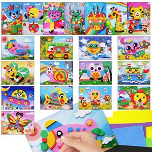 20PCS 3D EVA 폼 스티커 퍼즐 DIY 게임 만화 동물 조기 교육 장난감 어린이를위한 생일 선물 멀티 패턴