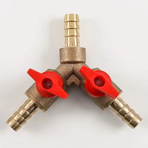 8mm/10mm/12mm Y 형 호스 바브 3 3 방향 황동 차단 볼 밸브 파이프 피팅 커넥터 어댑터 연료 가스 물 오일 공기